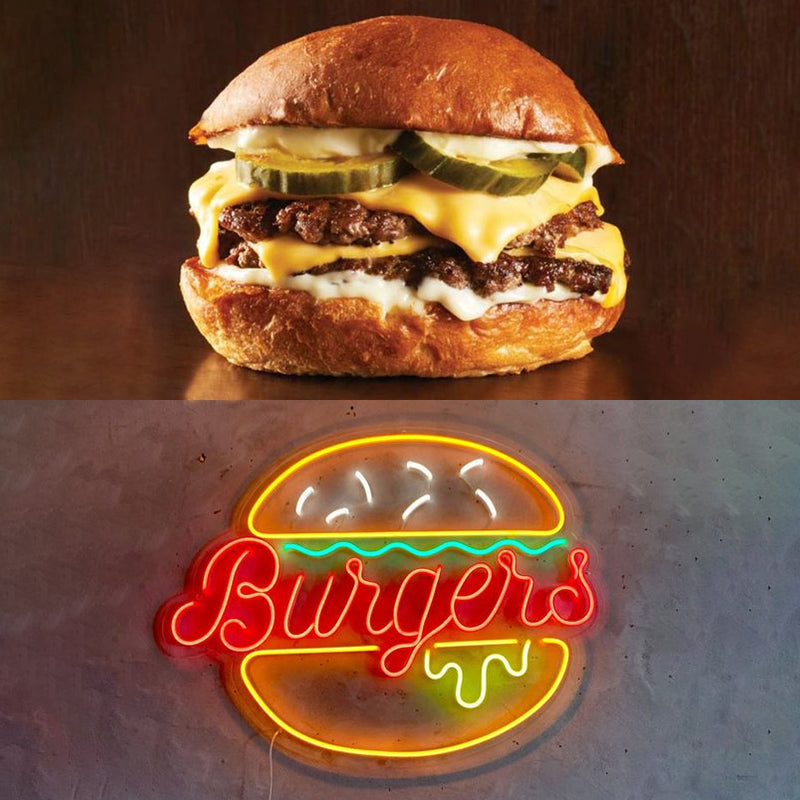 Burger Neon Sign Fast Food Restaurant Decoration