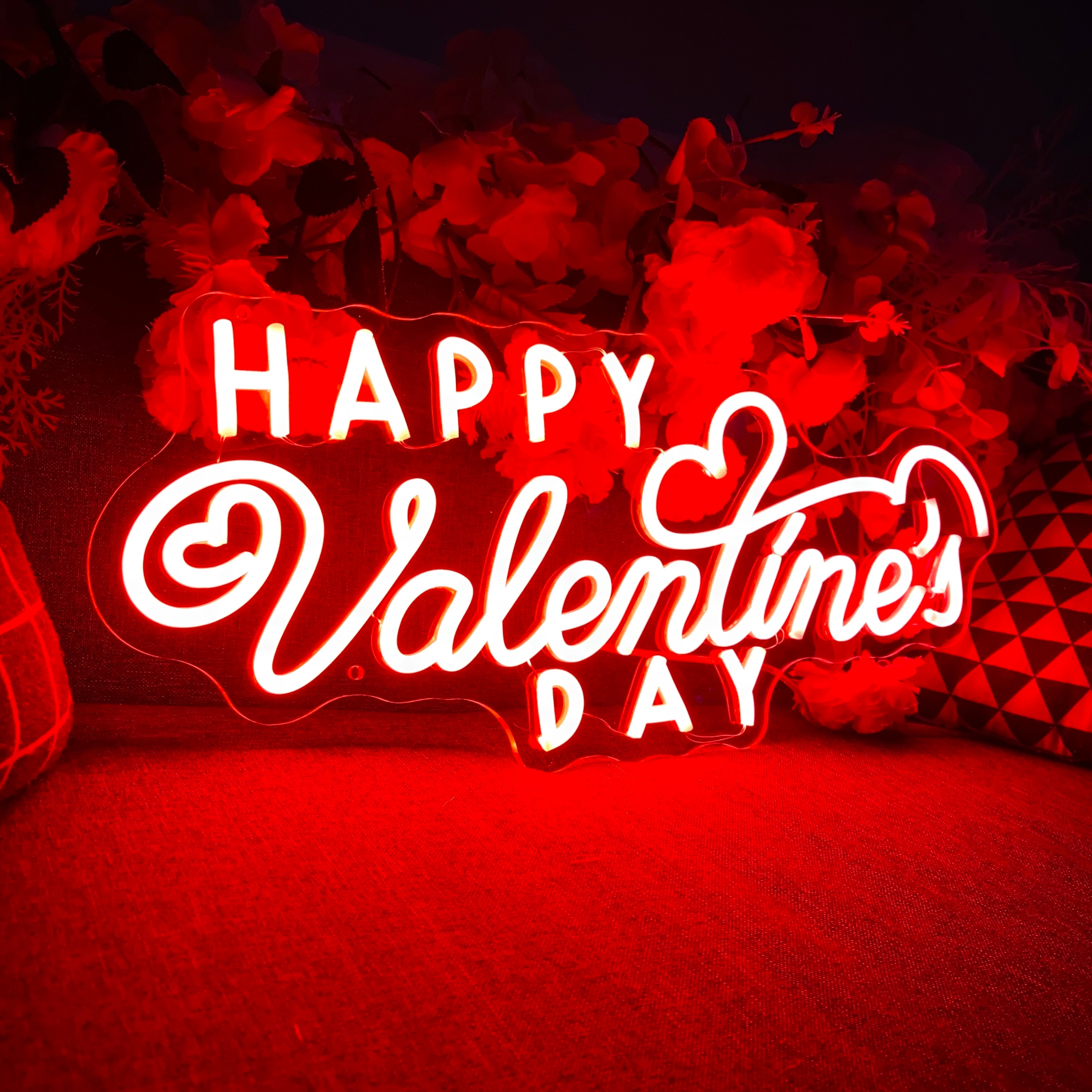 Happy Valentine's Day Artistic Font LED Neon Light Valentine's Day Theme Decoration