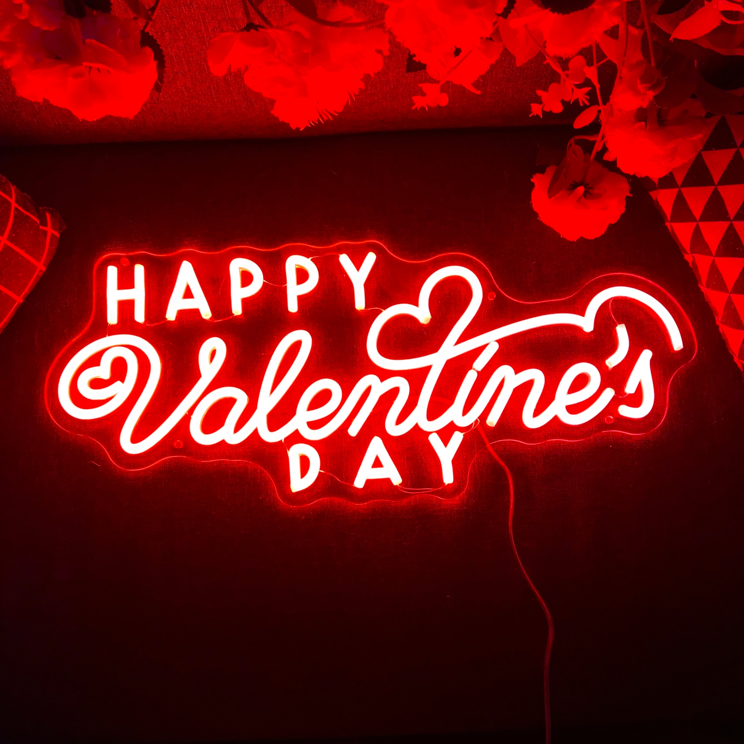 Happy Valentine's Day Artistic Font LED Neon Light Valentine's Day Theme Decoration