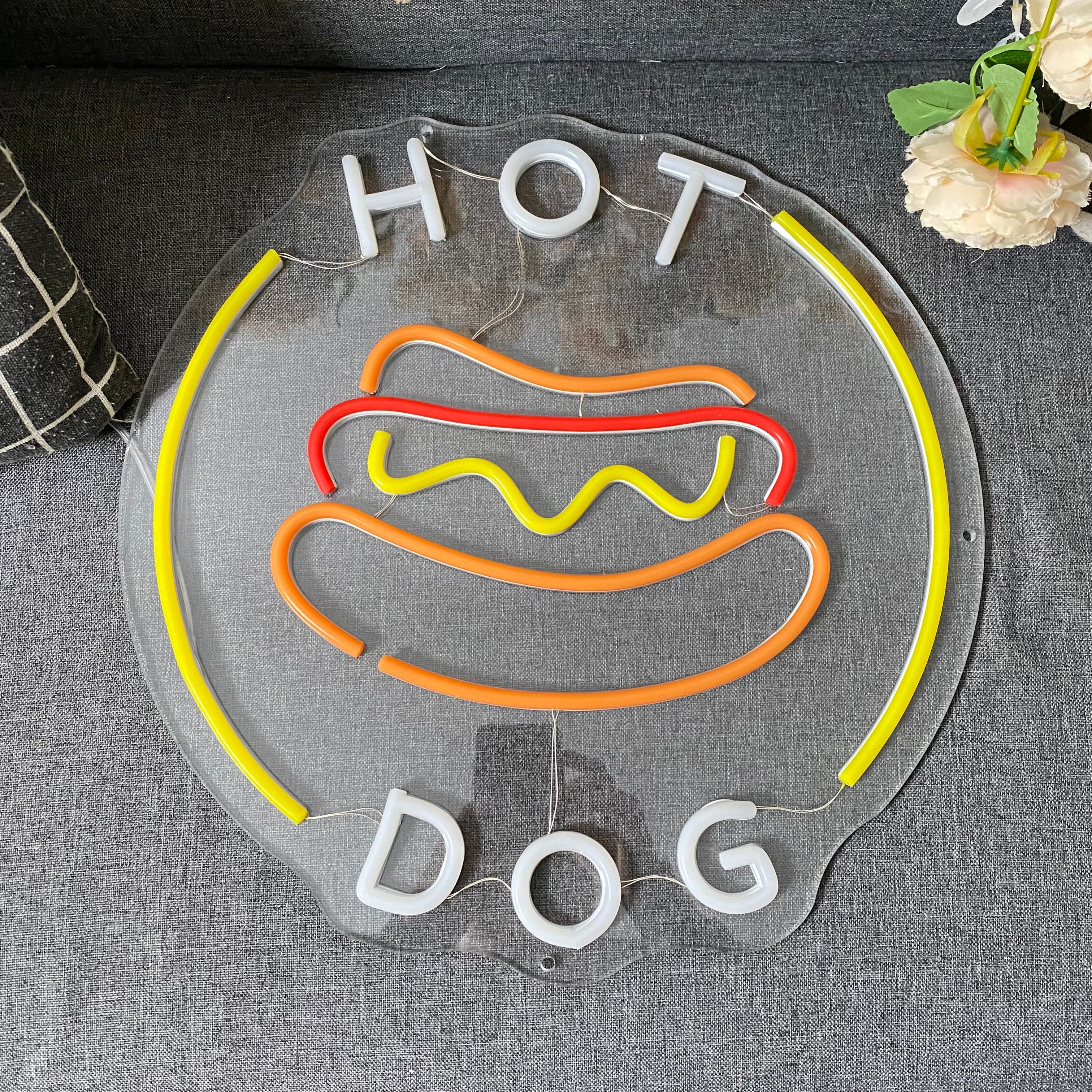 Hot Dog Neon Light Decoration For Resturant Burger Shop Fast Food Shop