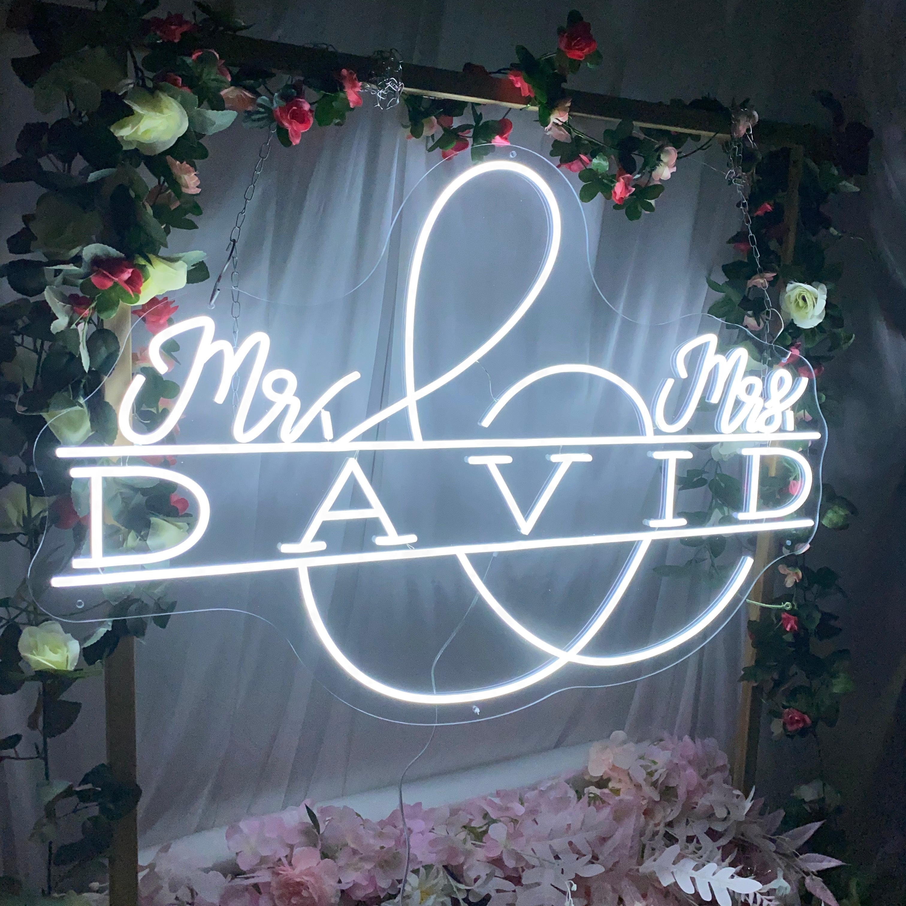 Mr & Mrs Custom Name Wedding Neon Light