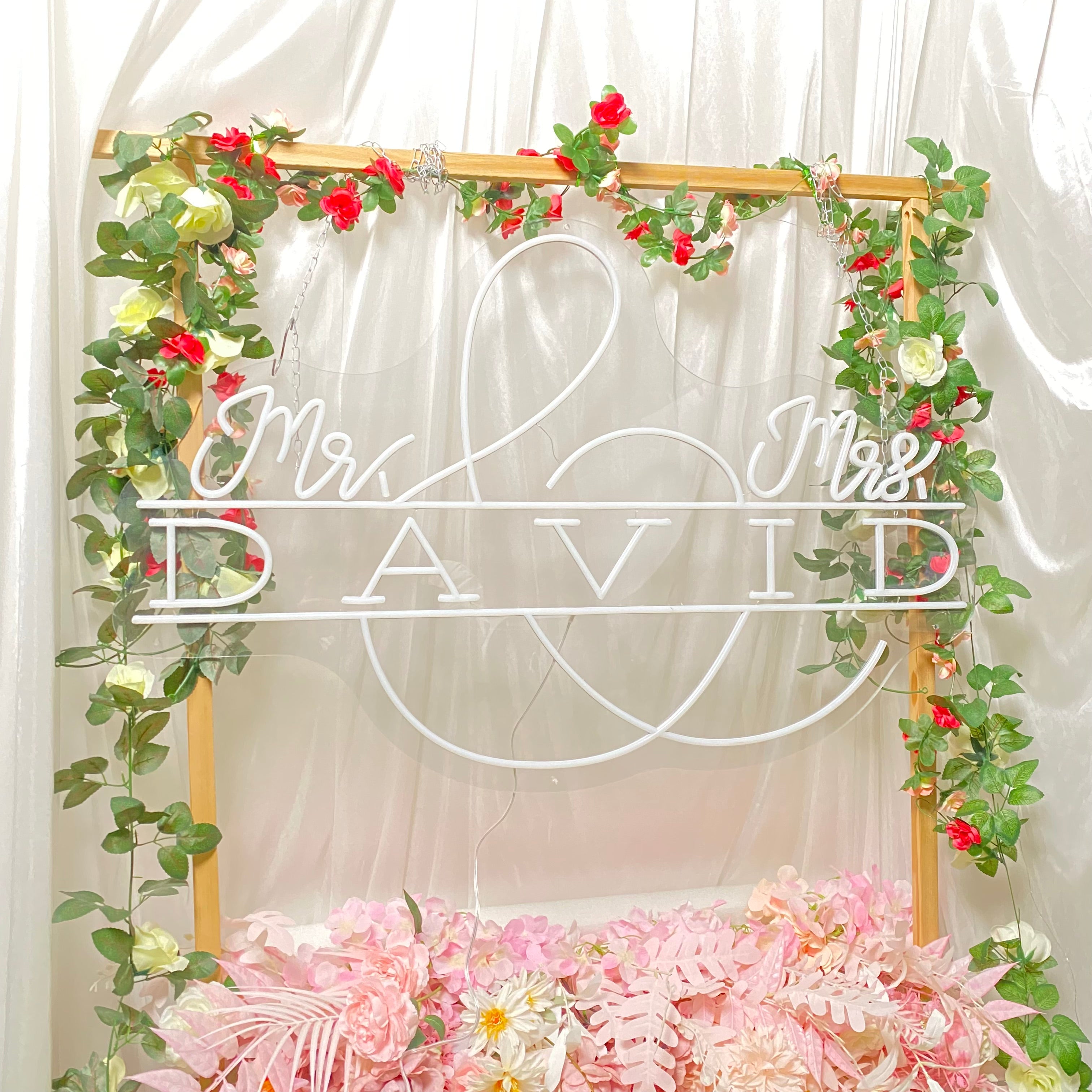 Mr & Mrs Custom Name Wedding Neon Light