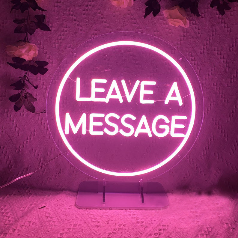 Leave A Message Table Sign Custom Wedding Audio Guestbook LED Neon Sign Light Wall Salon Decor Wedding Backdrop Decoration Personalized Gift