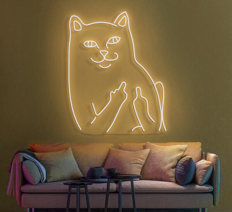 BAD CAT Custom Neon Light Office Living Room  Bedroom Bathroom Gameroom Studio Wall Art decor