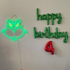 Grinch Christmas Neon Sign Custom Anime Sign Christma Eve Party Decoration Handmade Home Decor Personalized Gifts for Kids Anime Neon Art