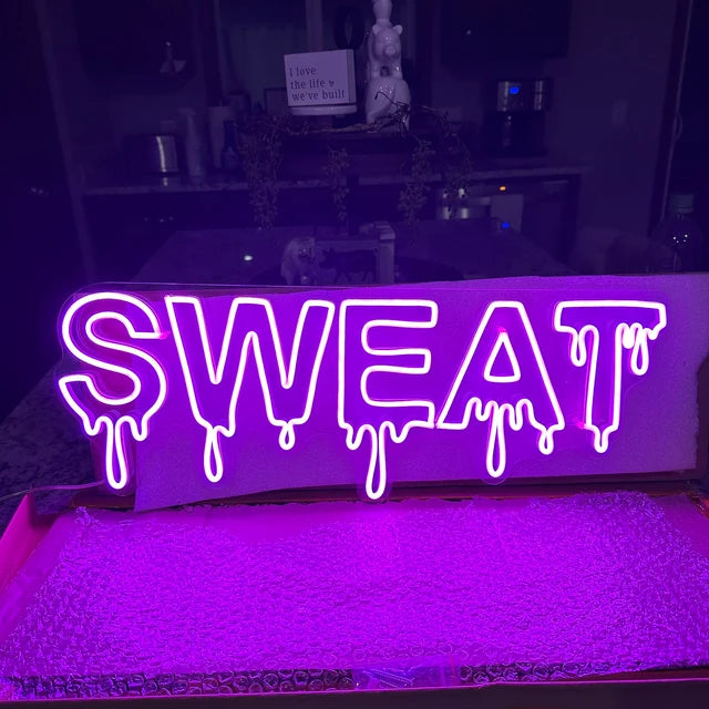Dripping Sweat Led Sign Wall Decor Workout Neon Sign Gym Decor