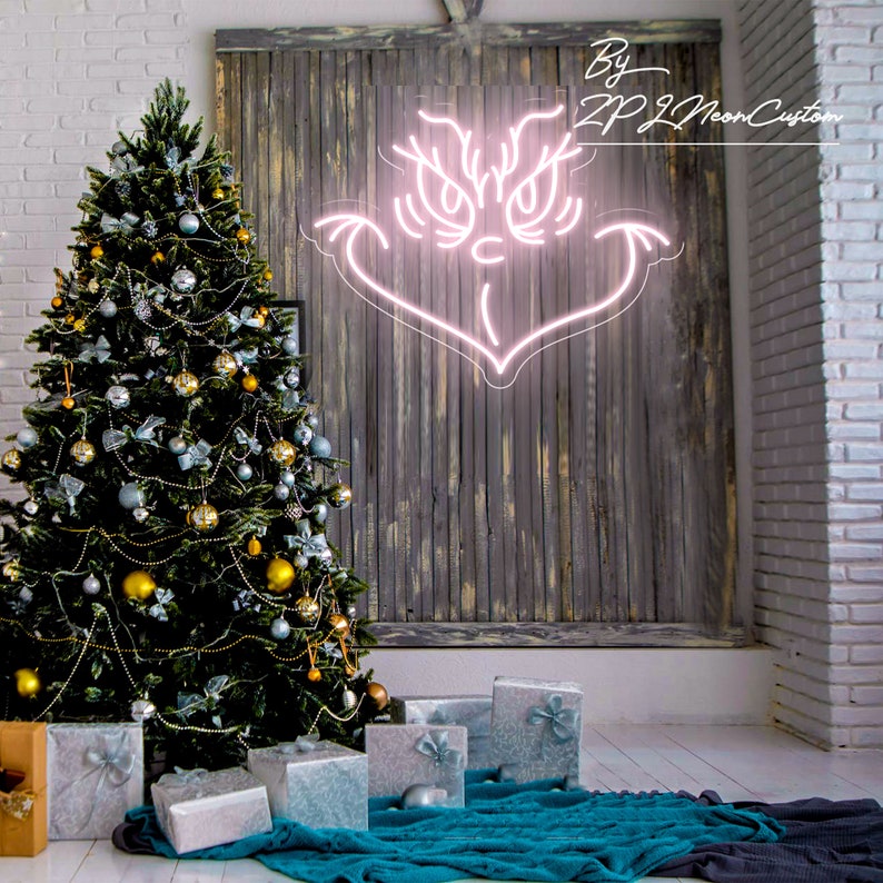 Grinch Christmas Neon Sign Custom Anime Sign Christma Eve Party Decoration Handmade Home Decor Personalized Gifts for Kids Anime Neon Art