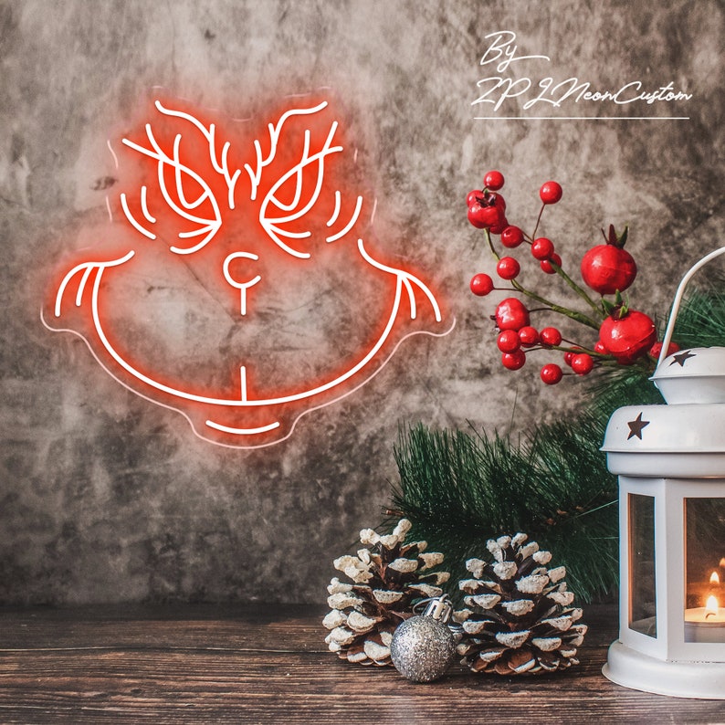 Grinch Christmas Neon Sign Custom Anime Sign Christma Eve Party Decoration Handmade Home Decor Personalized Gifts for Kids Anime Neon Art