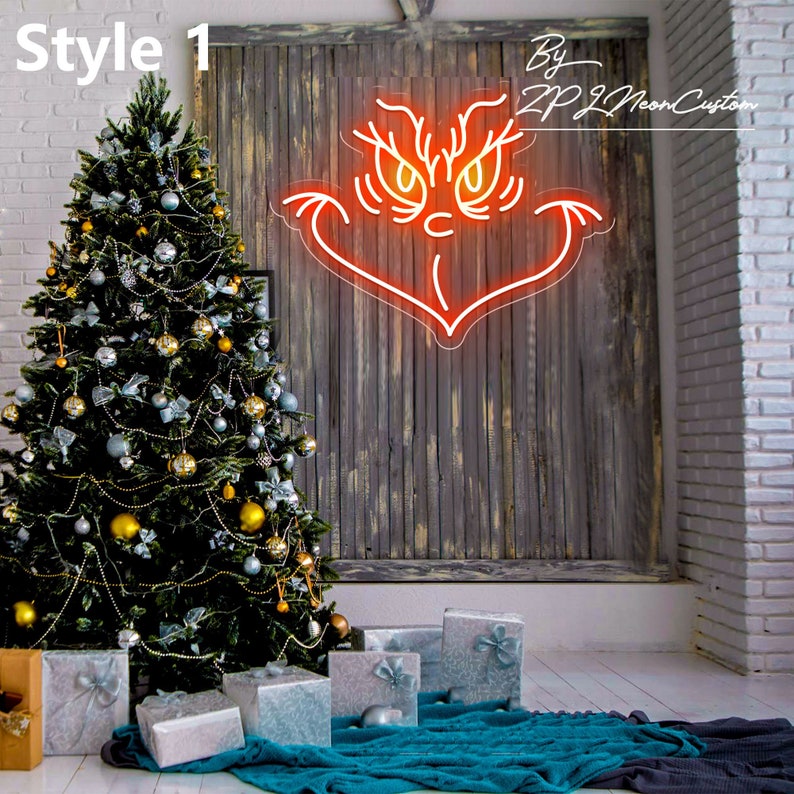 Grinch Christmas Neon Sign Custom Anime Sign Christma Eve Party Decoration Handmade Home Decor Personalized Gifts for Kids Anime Neon Art