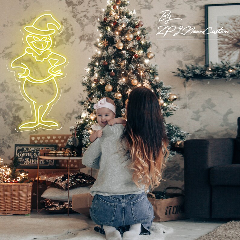 Grinch Neon Sign Merry Christmas Custom Christmas Neon Sign Led Light Home Kid Room Wall Art Christmas Party Outdoor Decor Personalized Gift