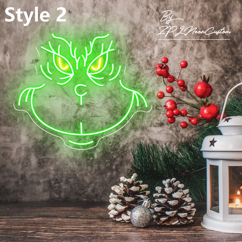 Grinch Christmas Neon Sign Custom Anime Sign Christma Eve Party Decoration Handmade Home Decor Personalized Gifts for Kids Anime Neon Art