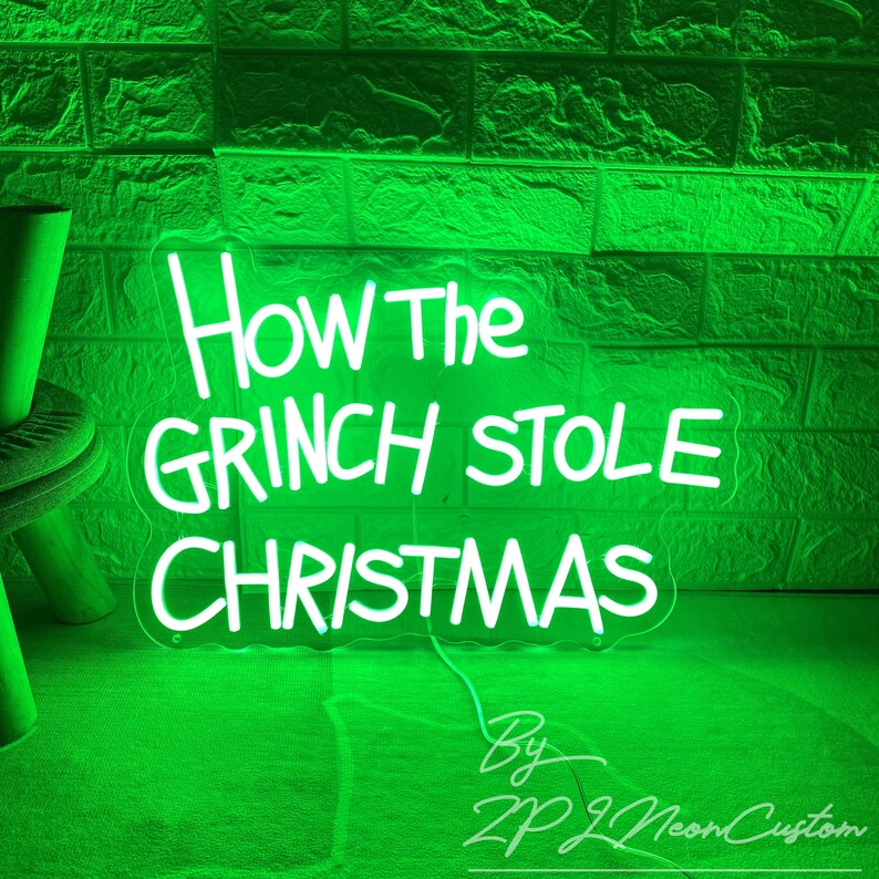How The Grinch Stole Christmas Neon Sign Custom Christmat Neon Sign Merry Christmas Party Decor LED Neon Light Home Room Wall Decor Neon Art