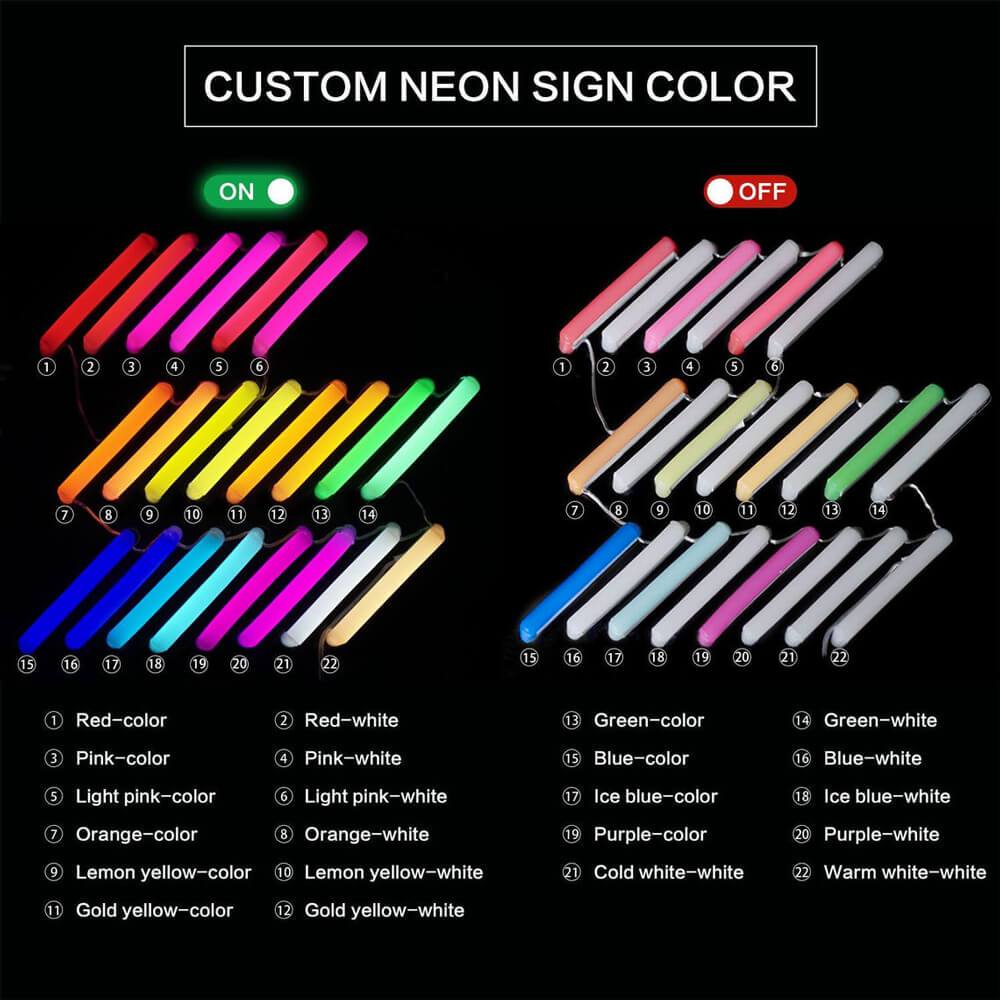Custom Neon Sign Color Options.