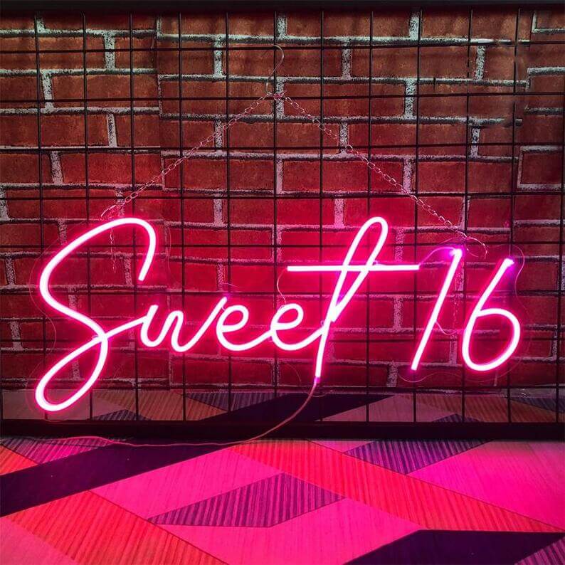 Sweet 16 Happy Birthday Neon Sign