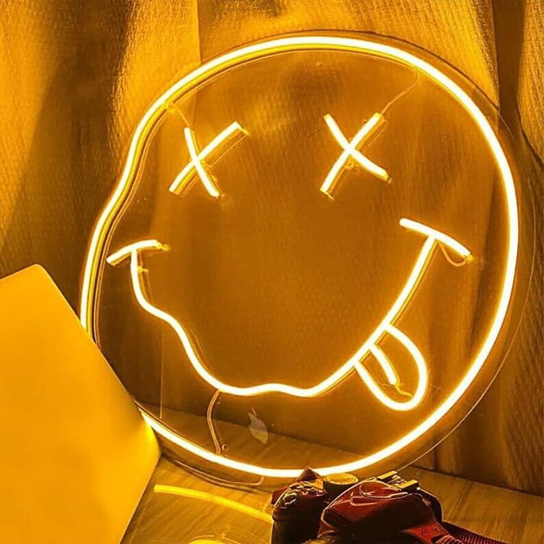 Melting Smiley Face LED Neon Sign
