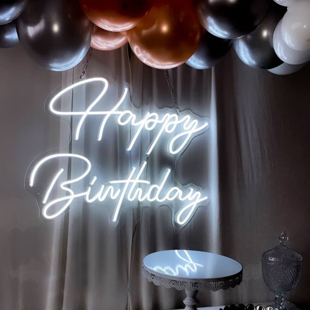 Happy birthday neon sign cool white