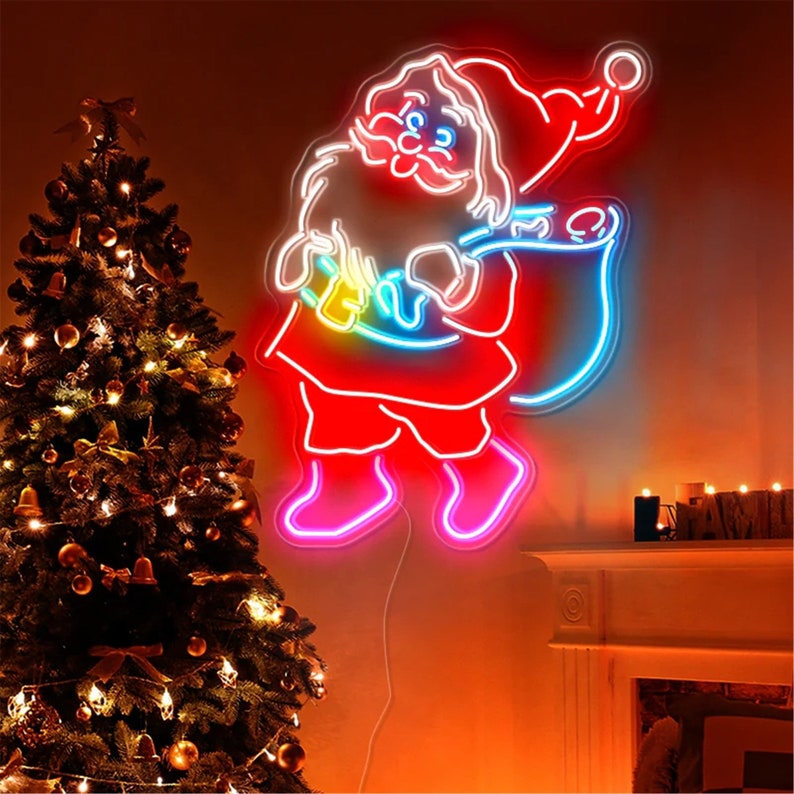 Christmas Santa neon sign,custom christmas gift,holiday decoration,led neon sign,chrismas hongme decor