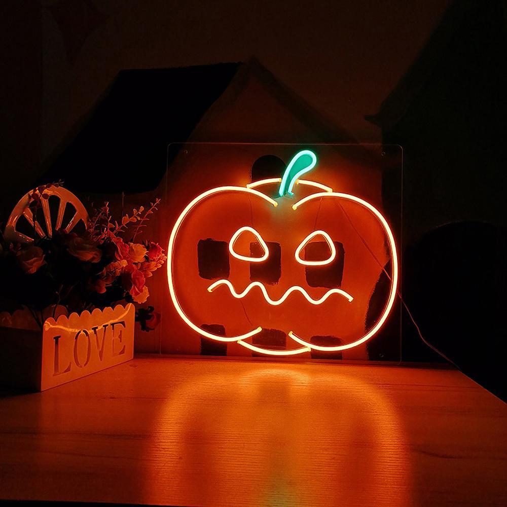 Halloween Skull Pumpkin Neon Sign Light