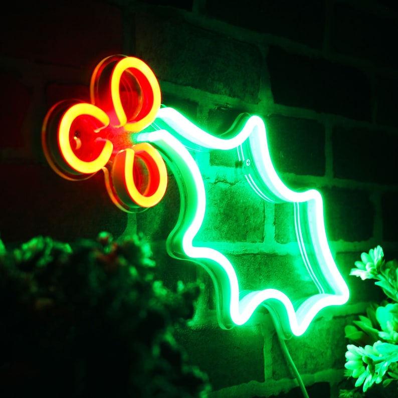 Christmas Holly Leaf Neon Sign