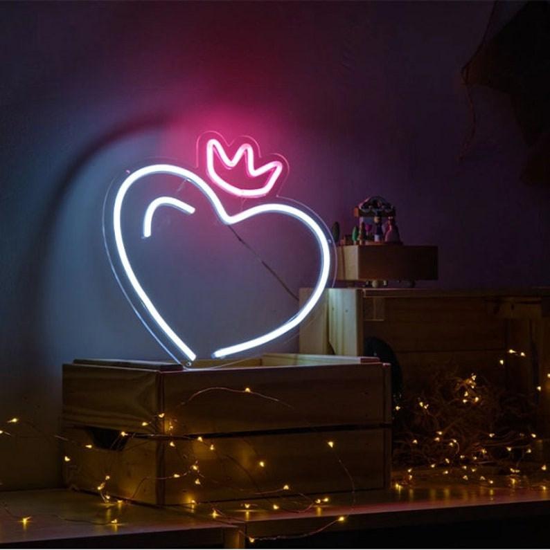 Heart & Crown LED Neon Sign