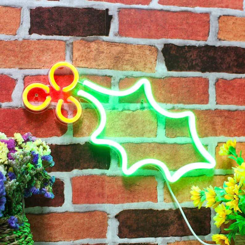 Christmas Holly Leaf Neon Sign