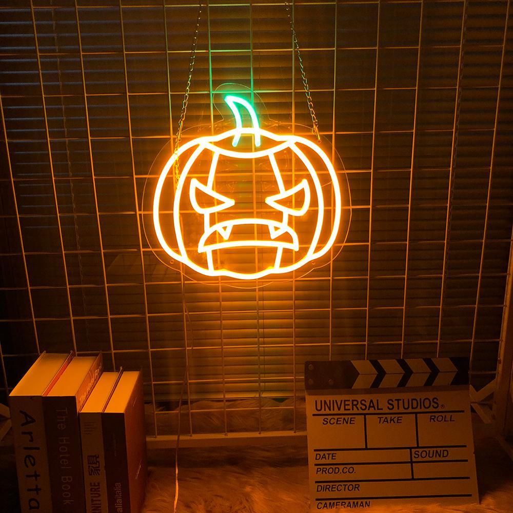 Evil Pumpkin Neon Sign For Halloween Decor