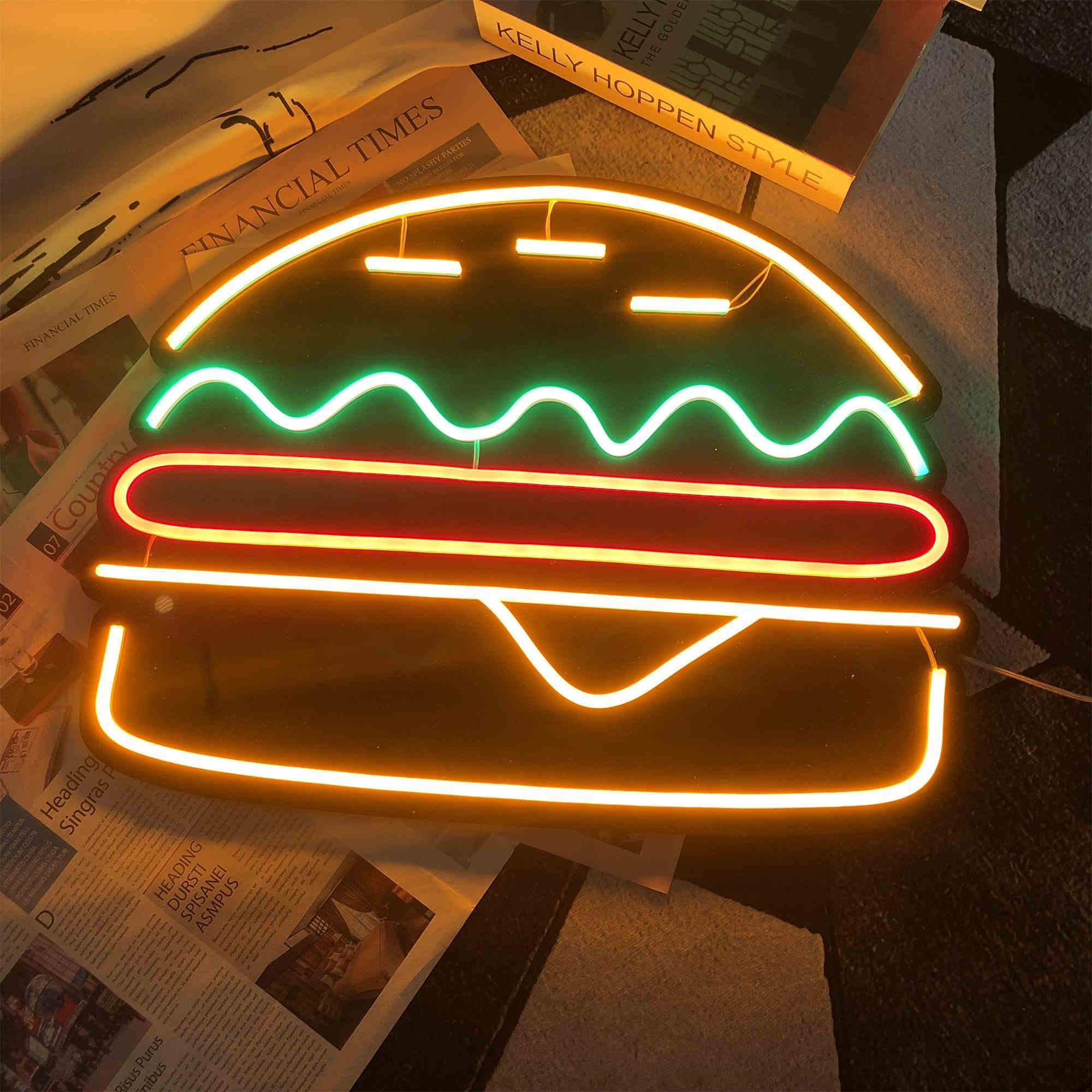 Hamburger Neon Restaurant Signs