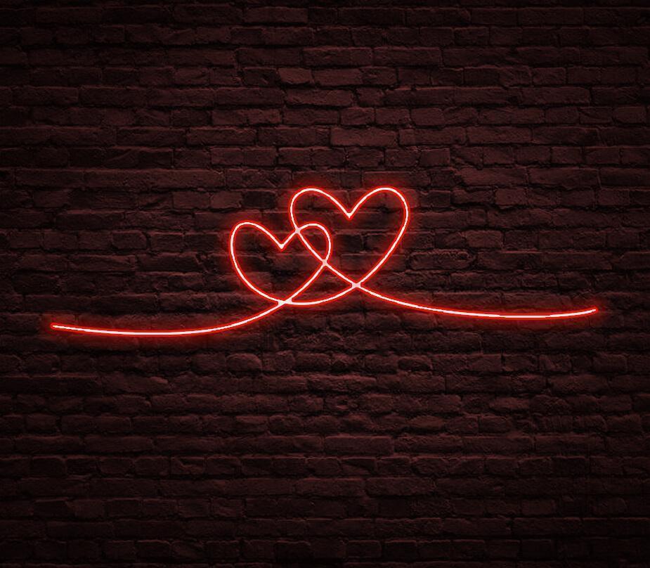 Graphic Double heart Neon Signs Art