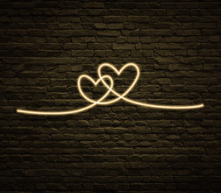 Graphic Double heart Neon Signs Art