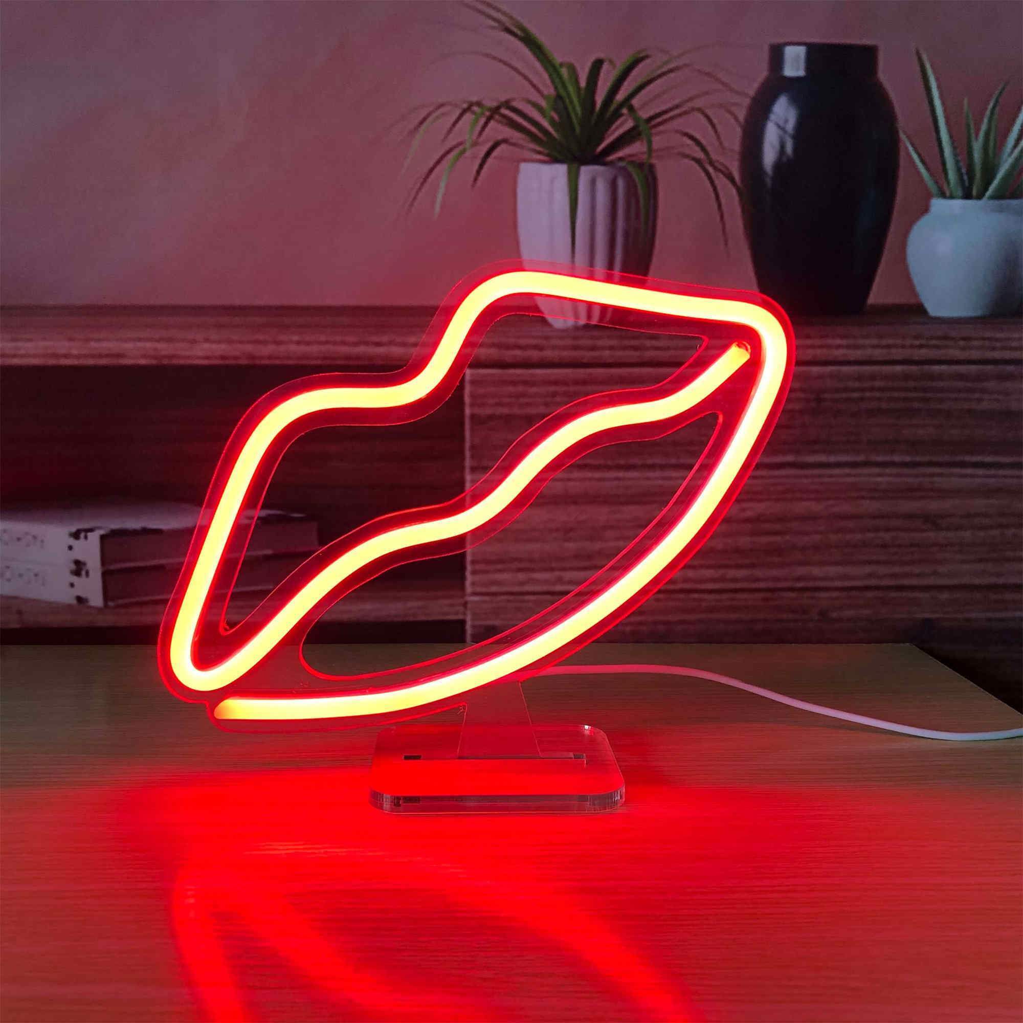 Red Lips Small LED Neon Sign Lights